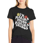 Retro Groovy Im Marina Doing Marina Things Funny Mothers Day  High-quality Stitching T-Shirt