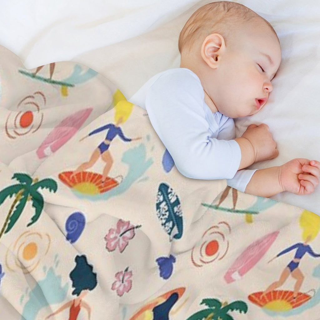 Surfing Girl Travel-friendly Throw Blanket