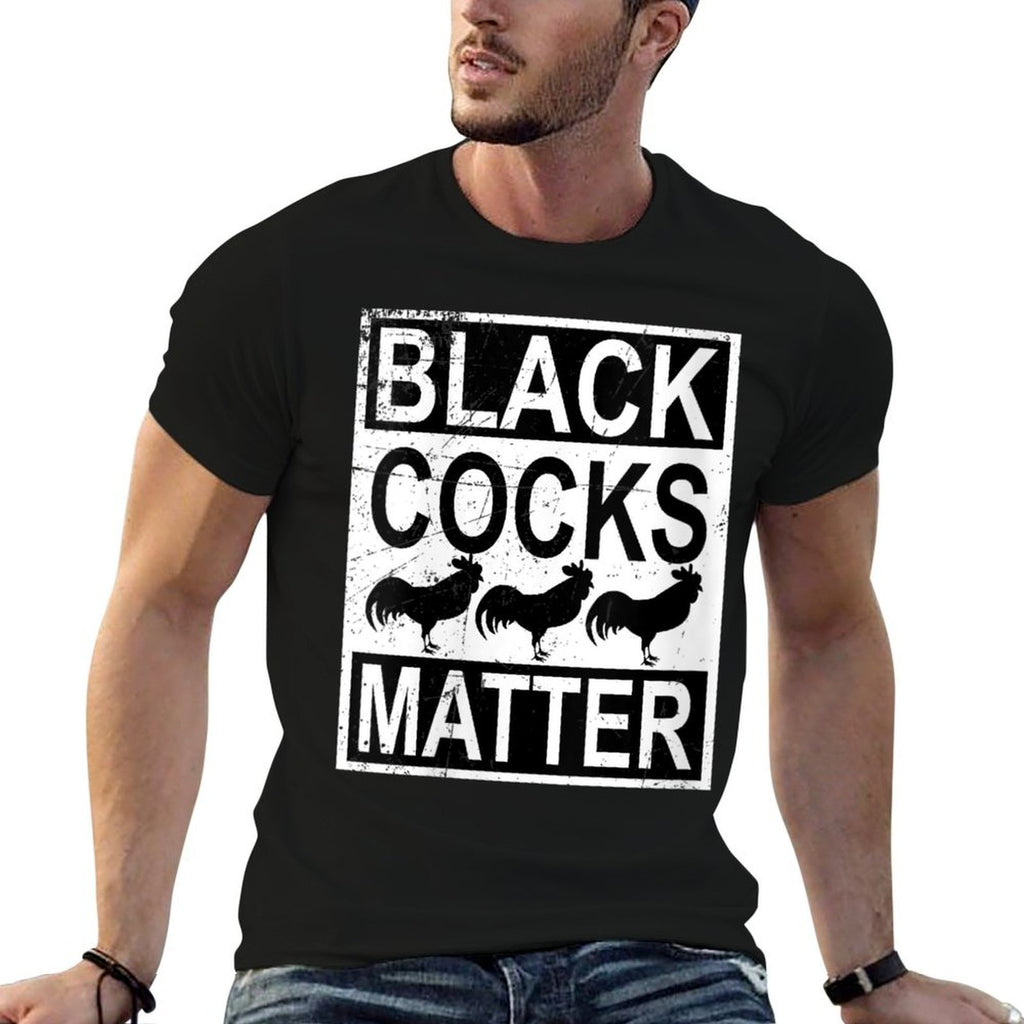 Womens Funny Black Cocks Matter Meme  Rolled Sleeves T-Shirt