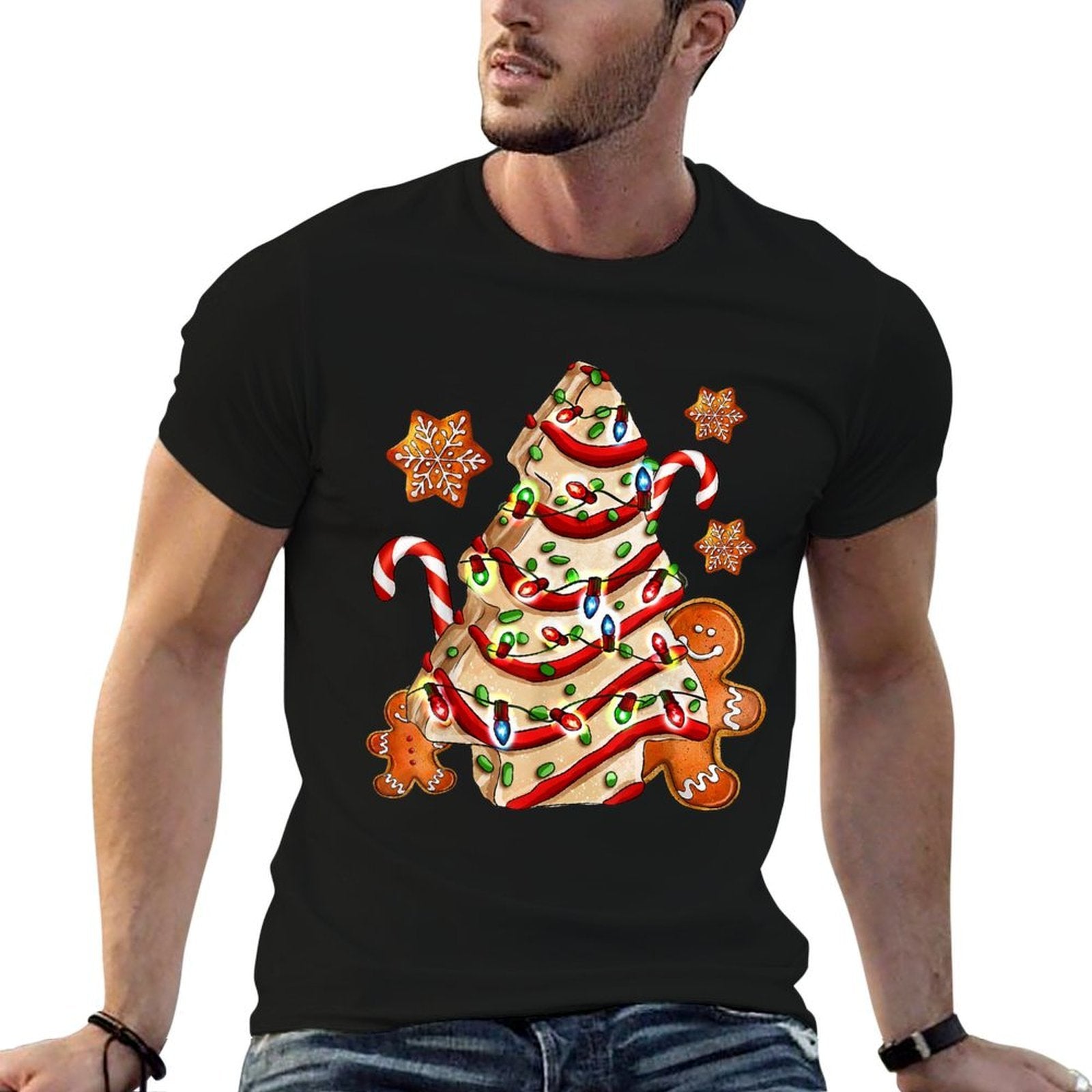 Christmas Tree Cakes Debbie And Gingerbread Cookies Pajamas  Trendy Pattern T-Shirt