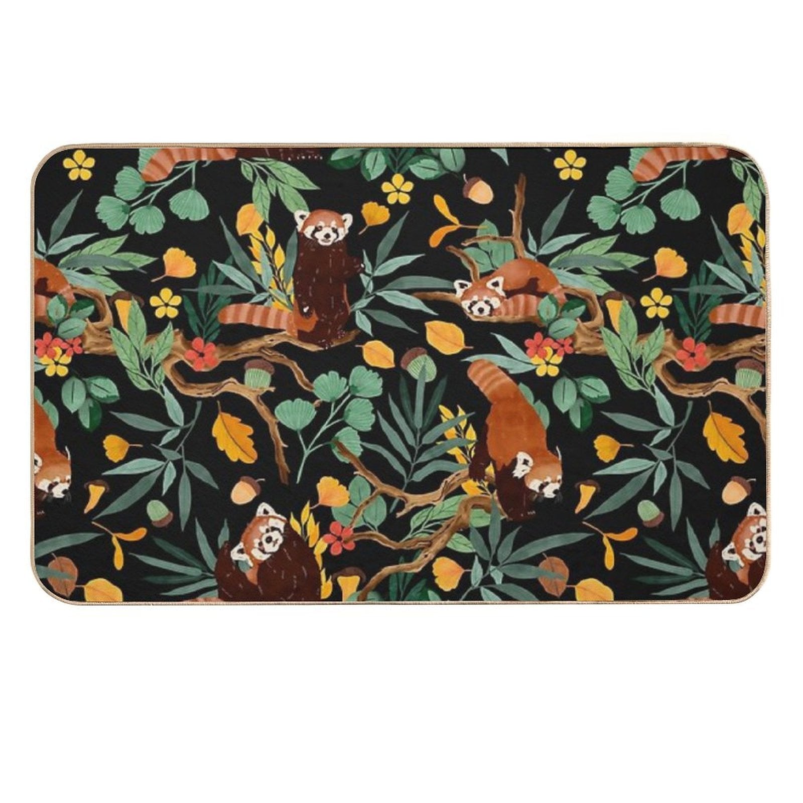 RED PANDAS IN DARK WILD NATURE  Non-Slip Bath Mat