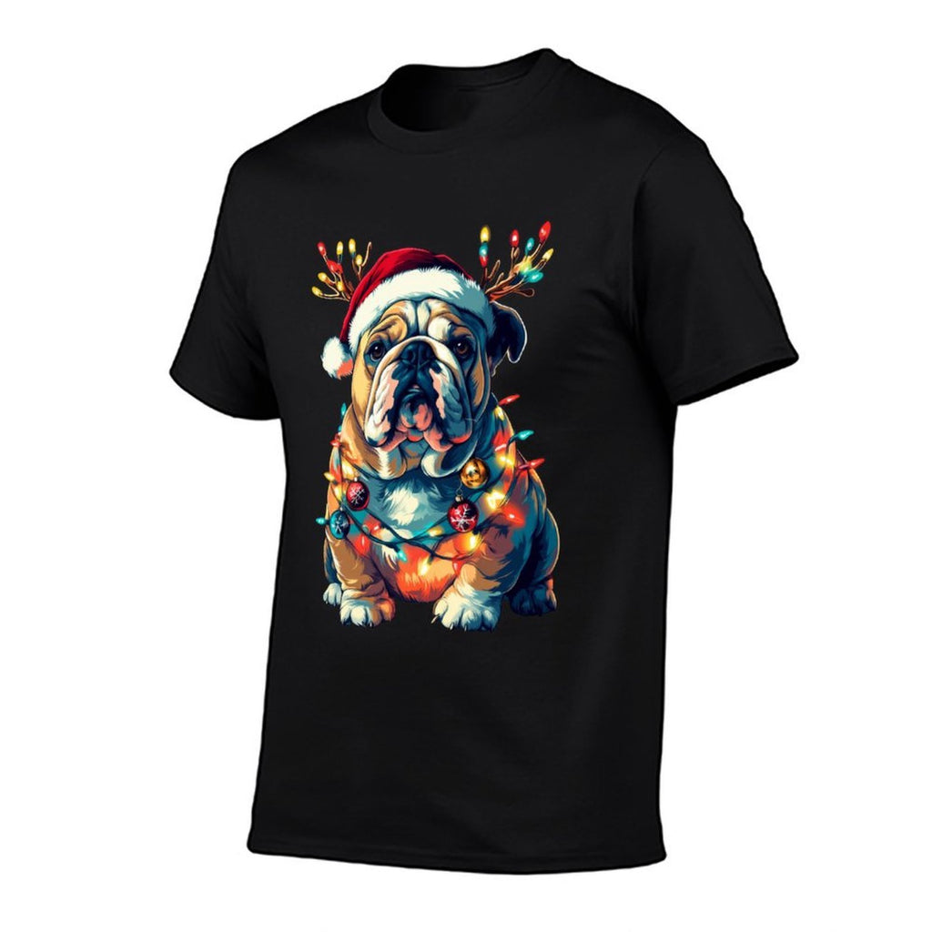 English Bulldog Dog Christmas Lights Xmas Sweatshirt  Versatile T-Shirt