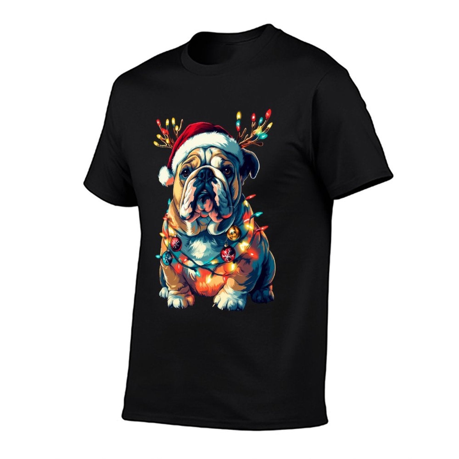 English Bulldog Dog Christmas Lights Xmas Sweatshirt  Versatile T-Shirt