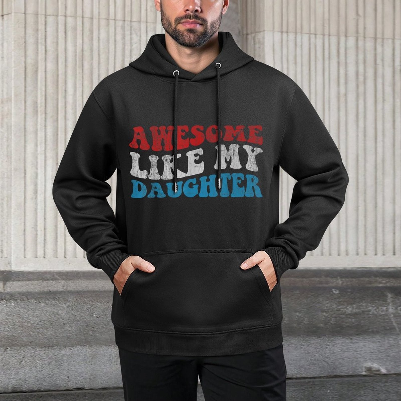 Awesome Like My Daughter Funny Fathers Day Dad Medium-Weight Fabric Hoodie