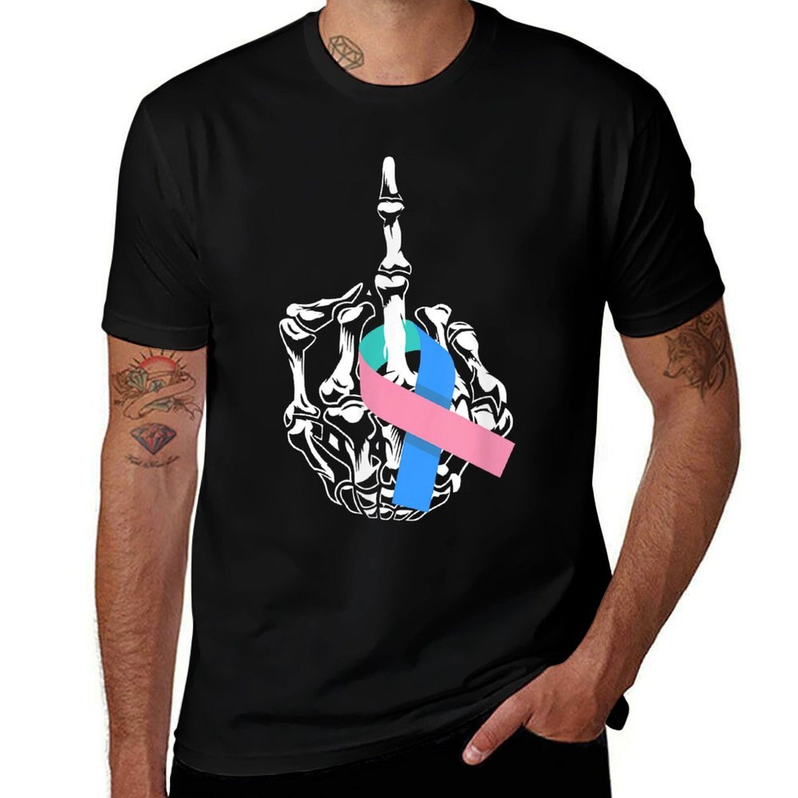 Fuck Thyroid Cancer Middle Finger Thyroid Cancer Awareness  Versatile T-Shirt