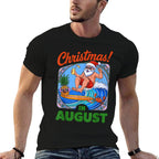 Christmas In August Summer Vacation Funny Santa Men Women  Summer-ready Fabric T-Shirt