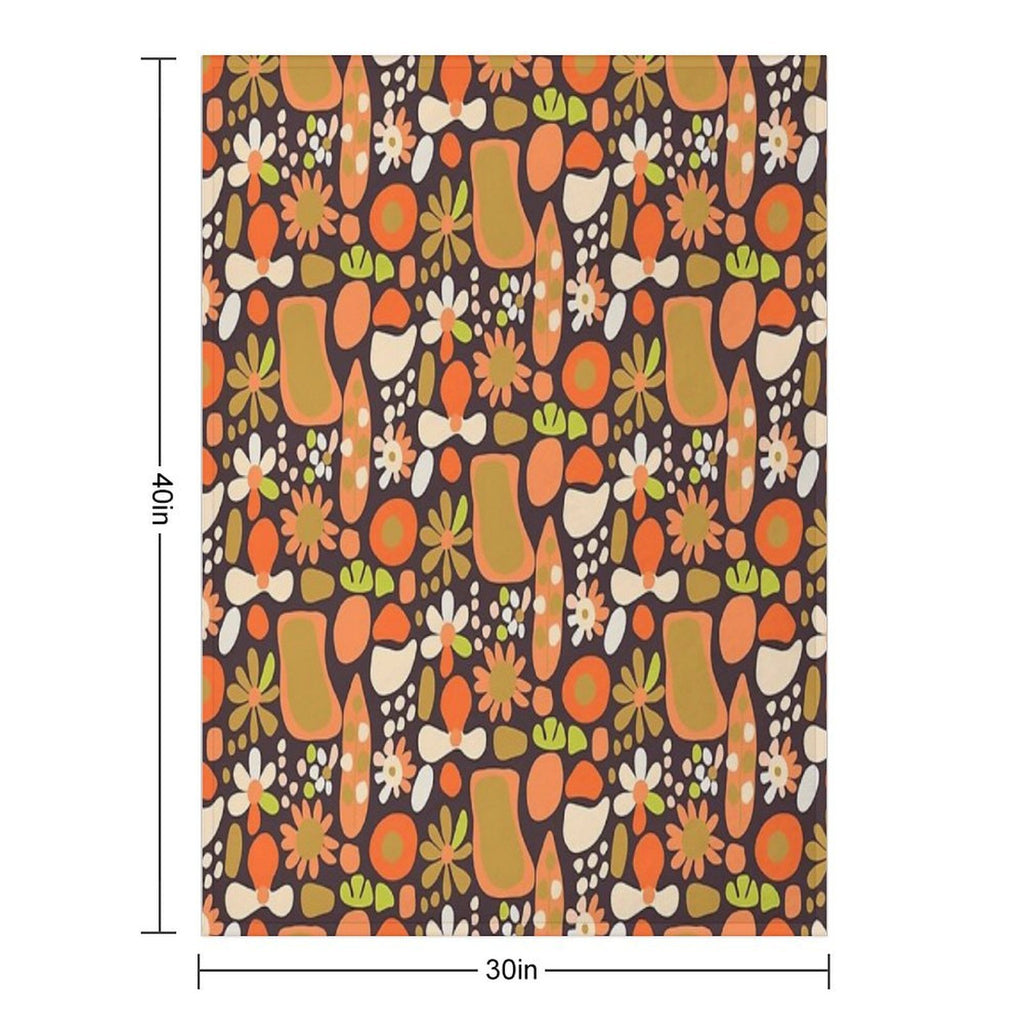 Retro Blossom Medley Premium Throw Blanket