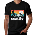 Seattle Washington Bigfoot Mountains Retro Distressed 80s  Versatile T-Shirt