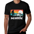 Seattle Washington Bigfoot Mountains Retro Distressed 80s  Versatile T-Shirt