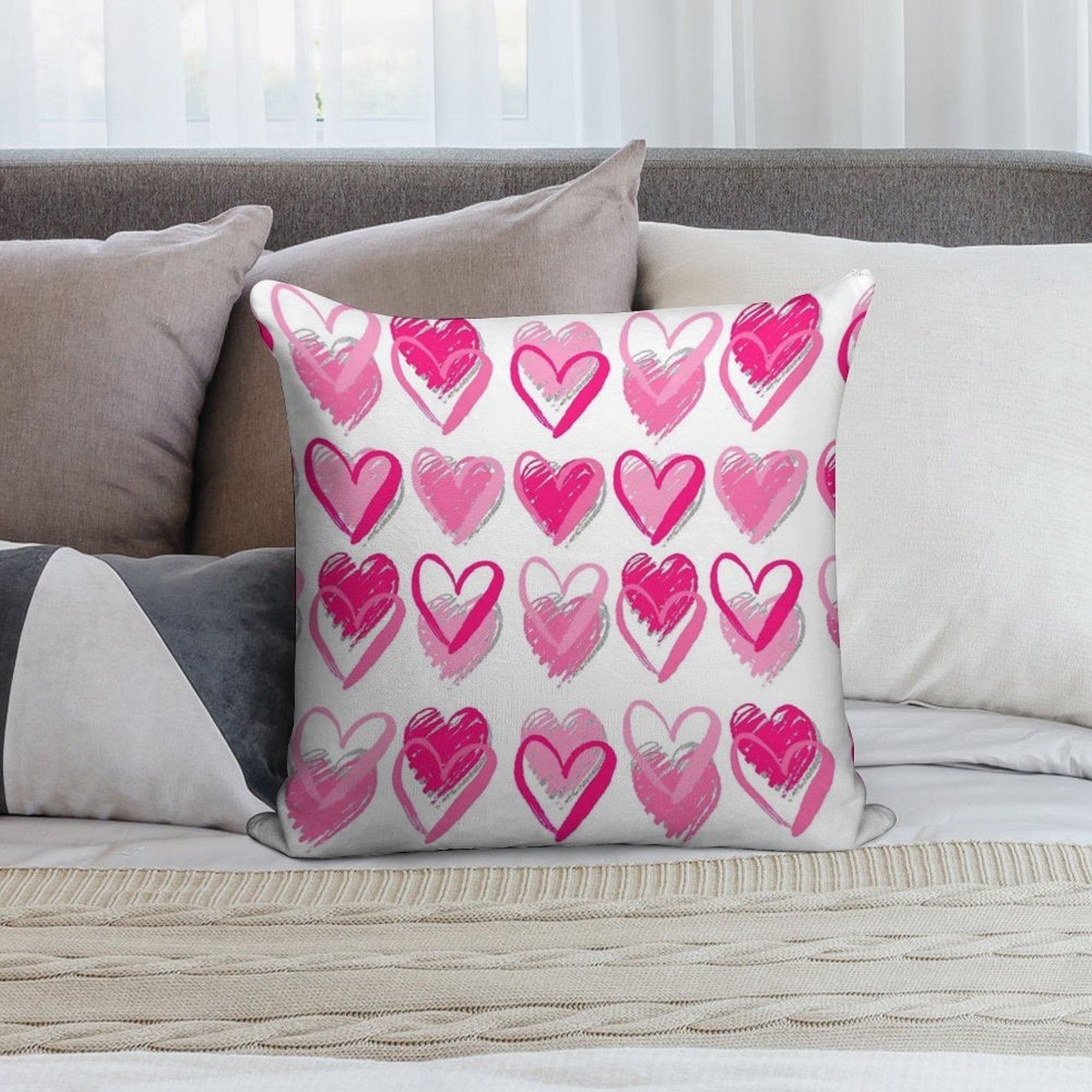 Pink Hearts Soft Style Accent Throw Pillow