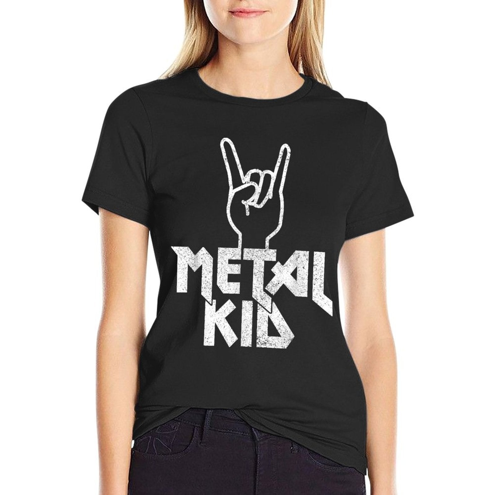 Metal Kid Apparel Co. Metal Head Heavy Black Death Metal Fan Music Gift  Ribbed Collar T-Shirt