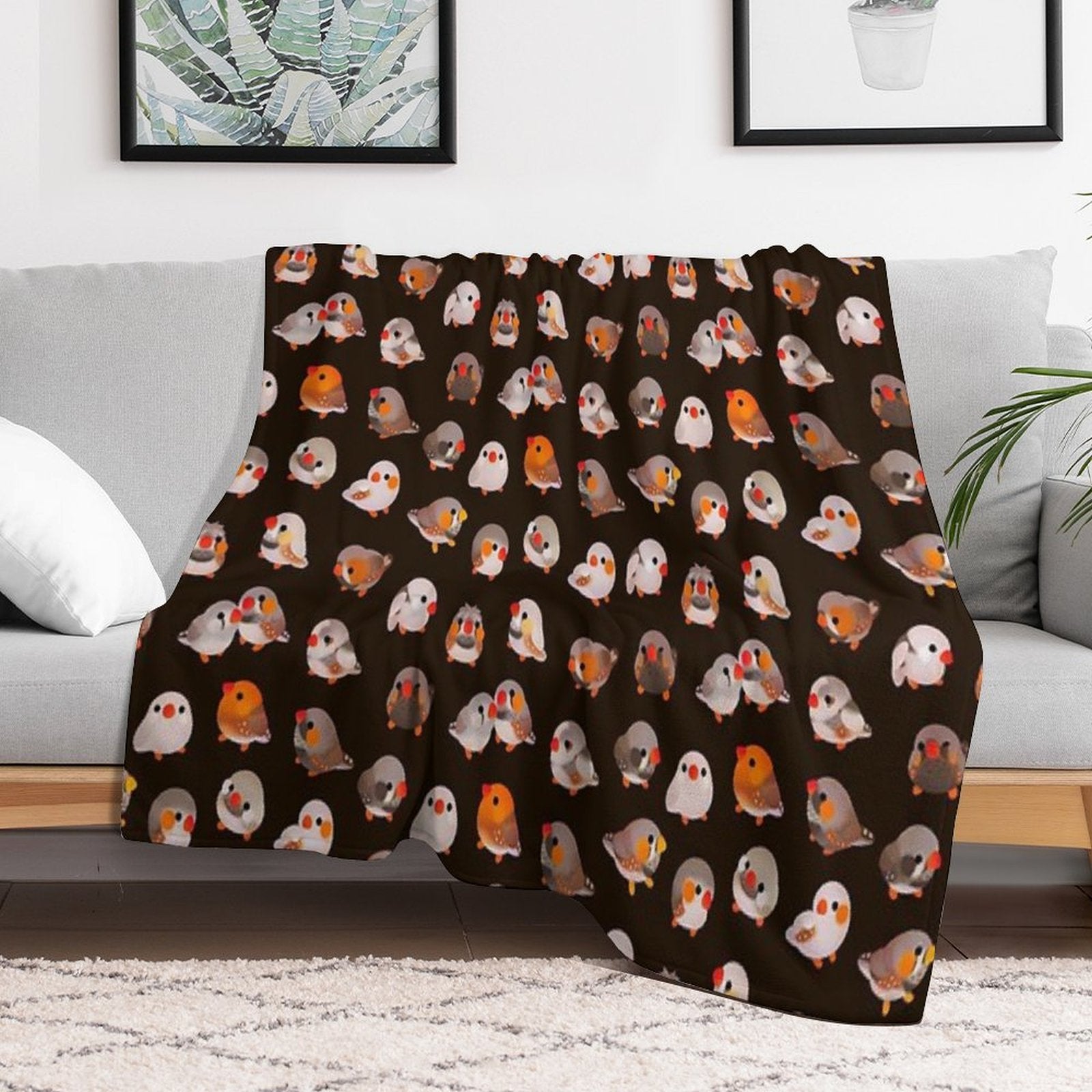 Zebra Finch - Textdark Anti-pilling Throw Blanket