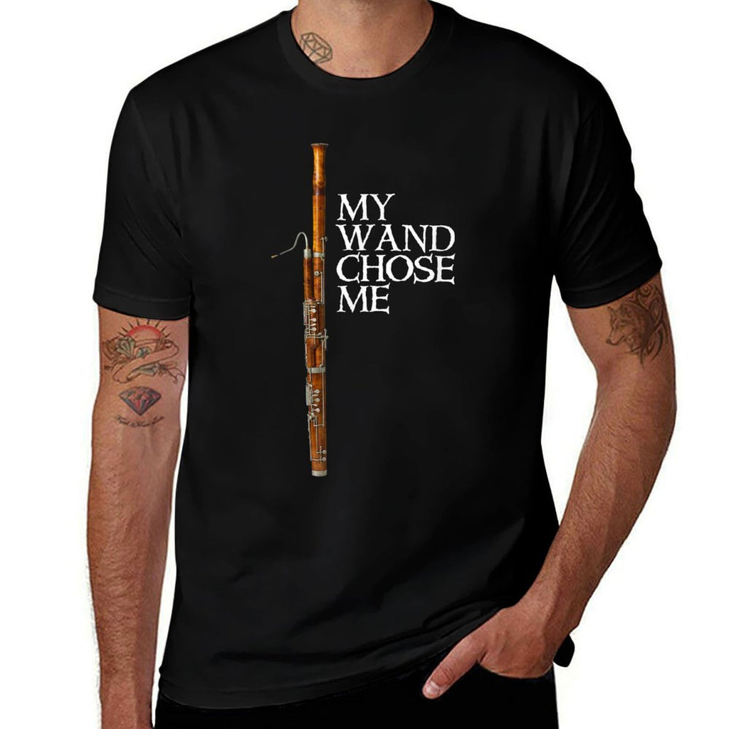 My Wand Chose Me Bassoon Player T Shirt Funny Bassoon Humor  Oversized Silhouette T-Shirt