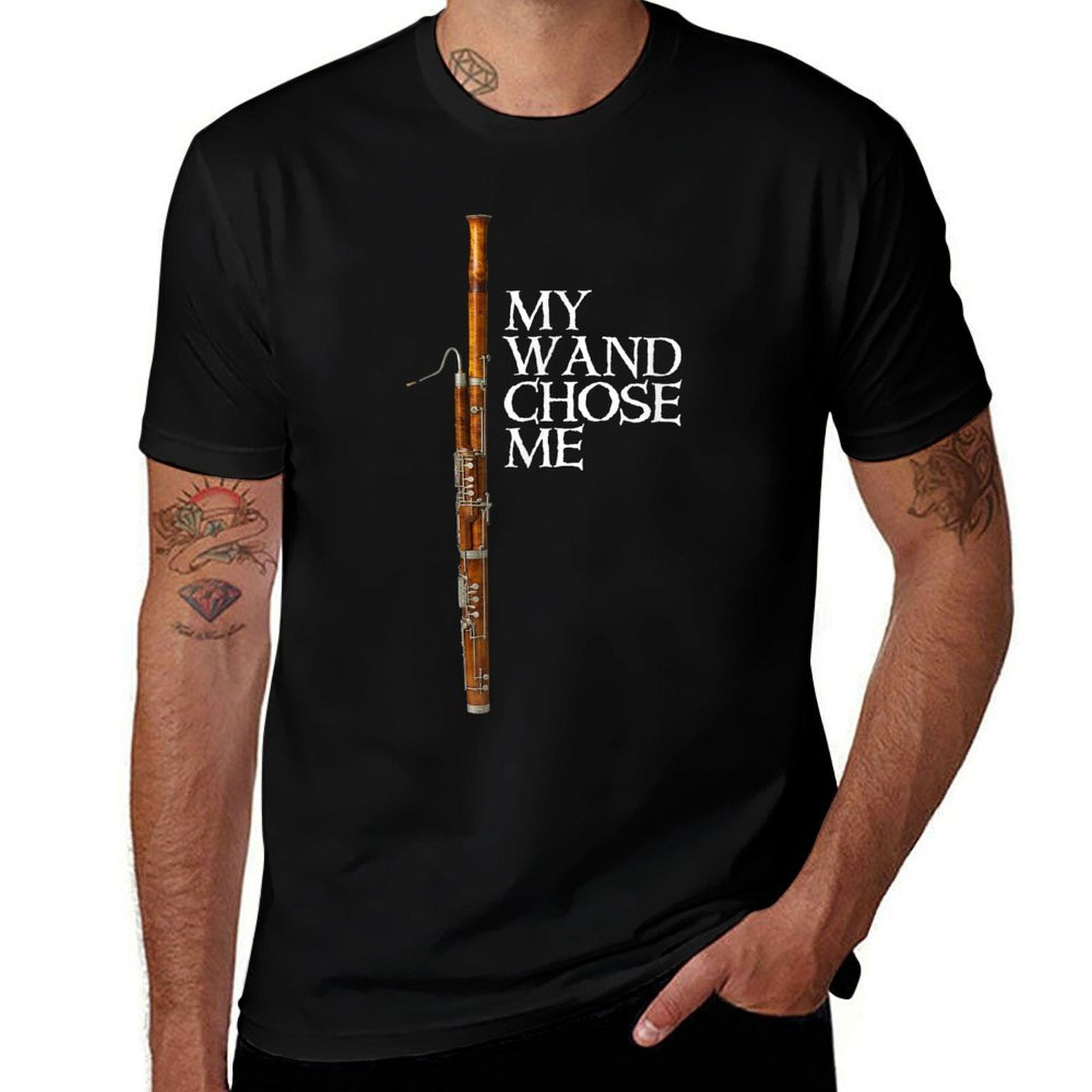 My Wand Chose Me Bassoon Player T Shirt Funny Bassoon Humor  Oversized Silhouette T-Shirt