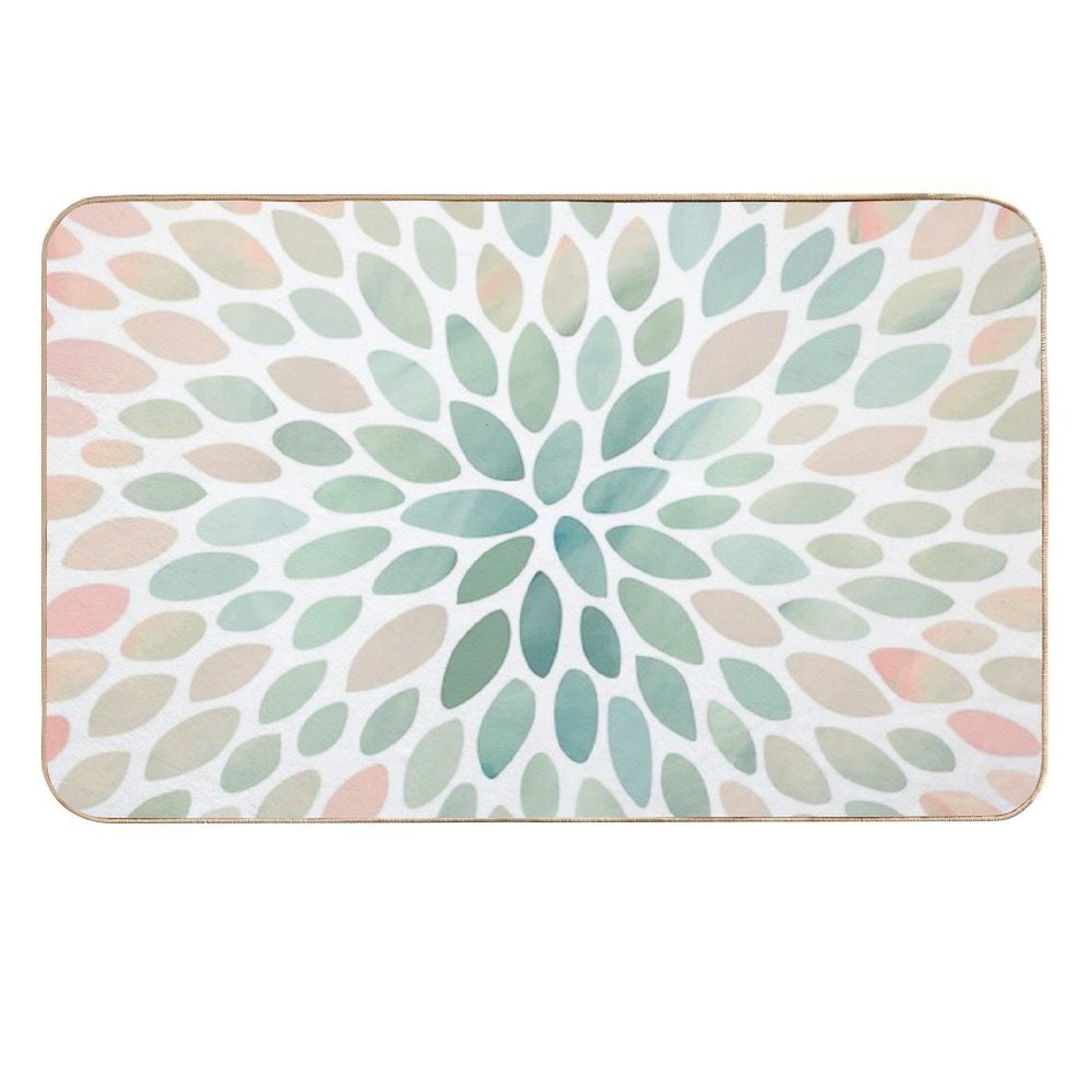 Floral Bloom Pattern, Coral, Peach, Green  Toxin-Free Bath Mat