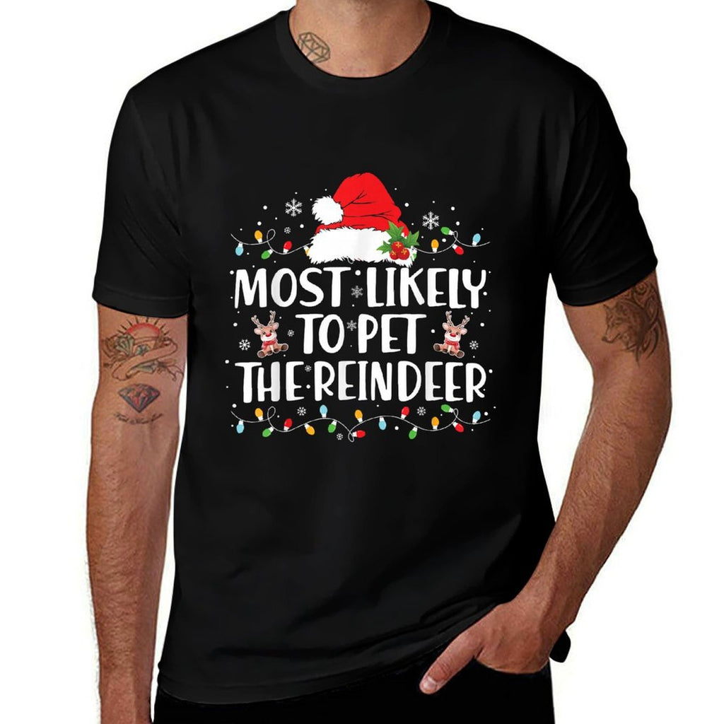 Most Likely to Pet The Reindeer Family Matching Christmas  Vintage-inspired T-Shirt