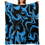 Groovy Blue Swirled Lines Easy Care Throw Blanket