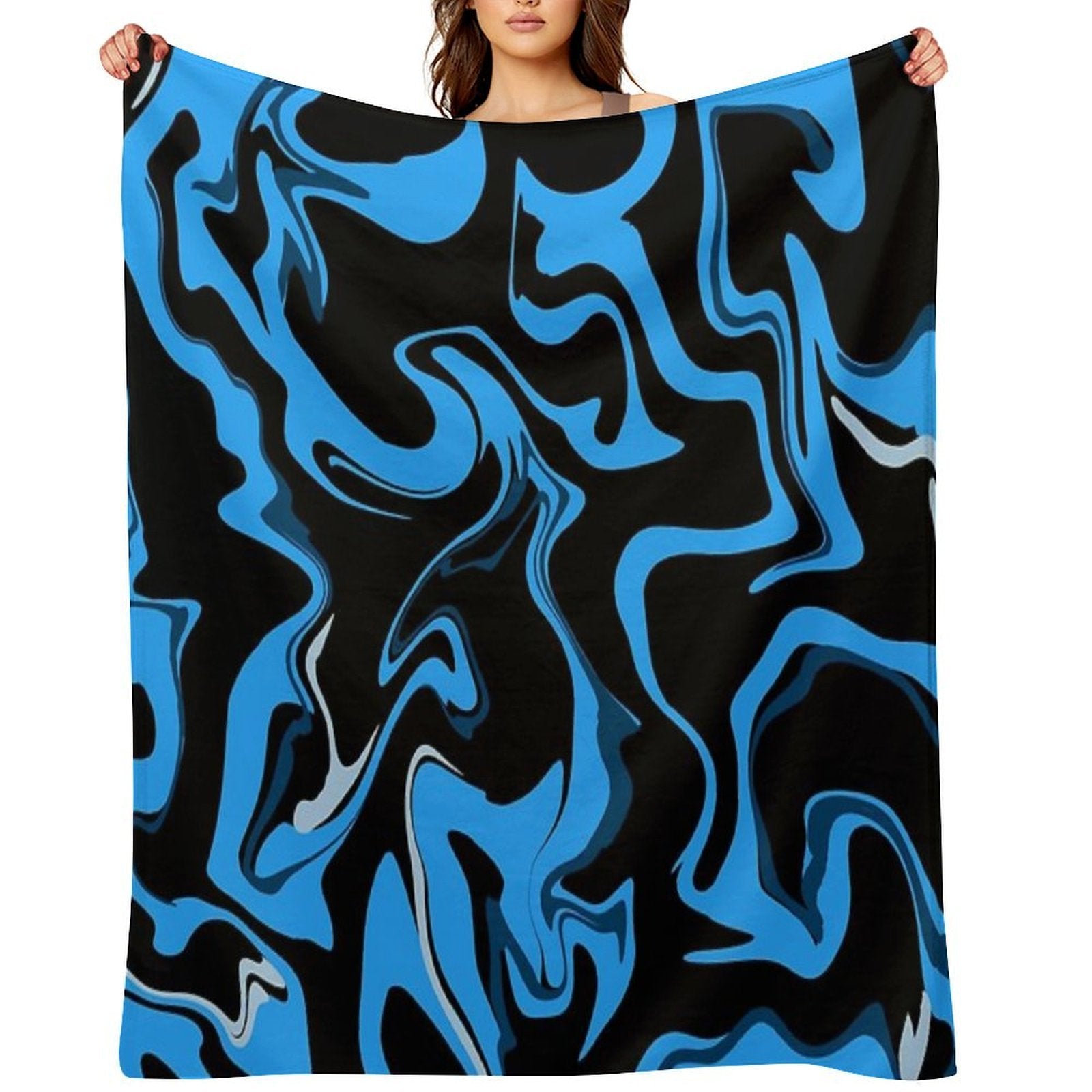 Groovy Blue Swirled Lines Easy Care Throw Blanket