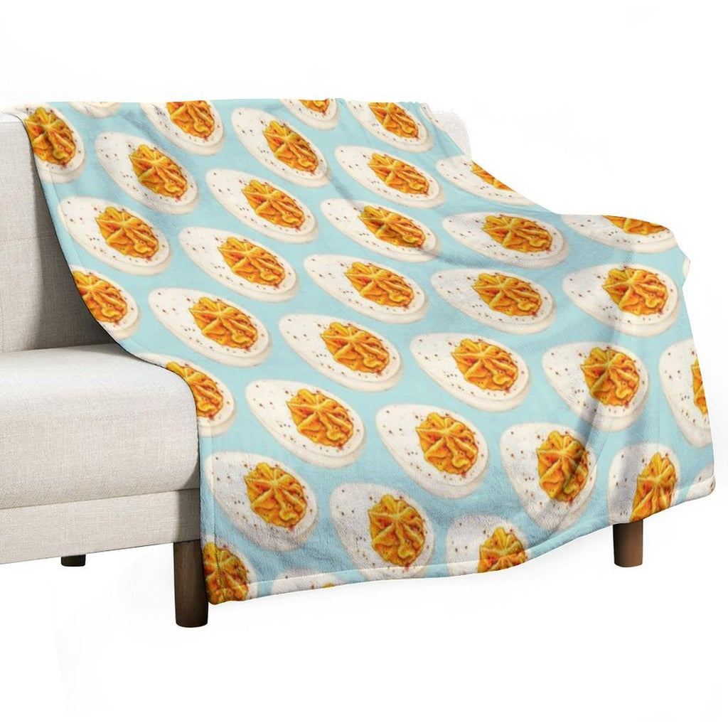 Deviled Egg Pattern - Blue Travel-friendly Throw Blanket
