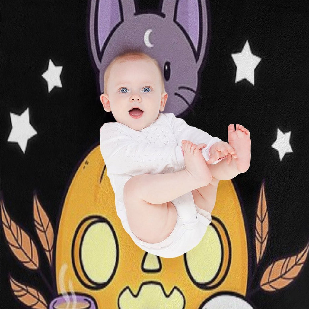 Pumpkin Cats Son  Black  Nikury Eco-conscious Throw Blanket