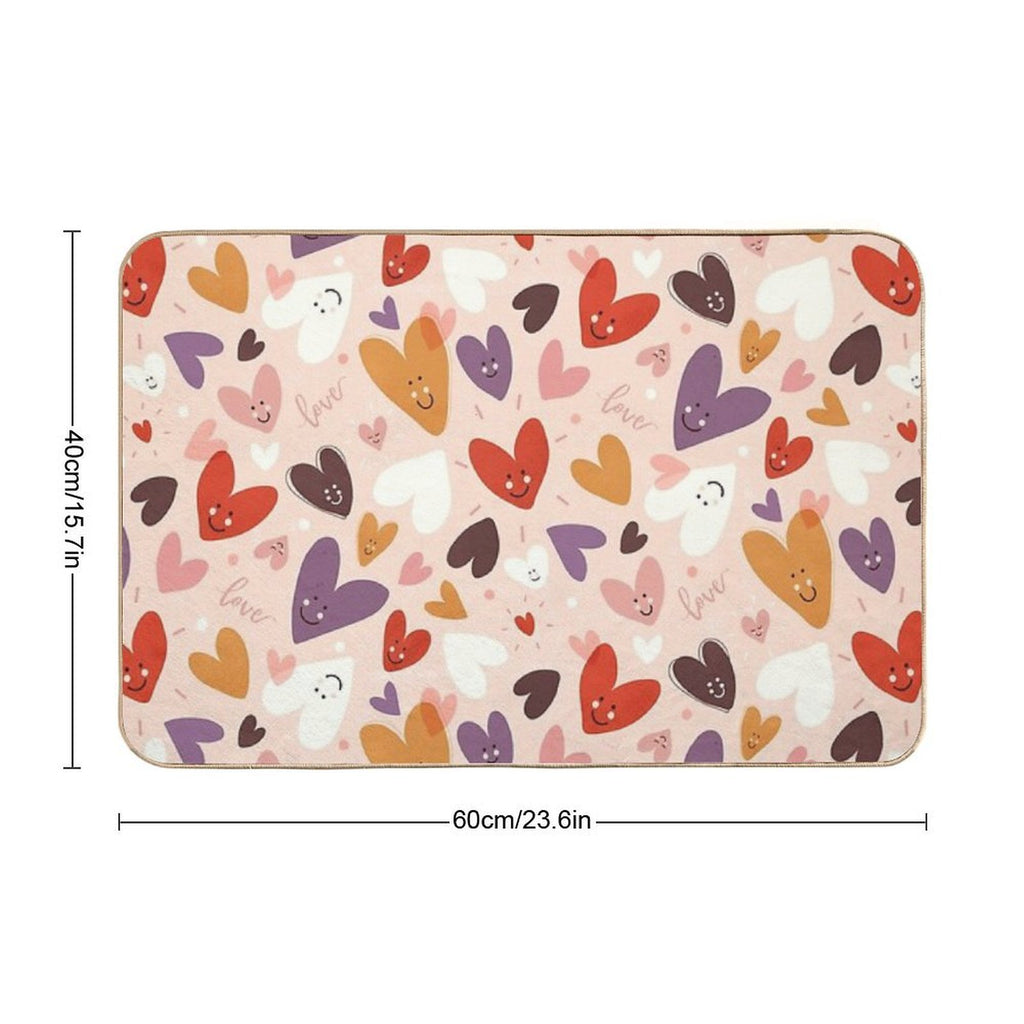 Cute Smiling Hearts Pattern  Fade-Resistant Bath Mat