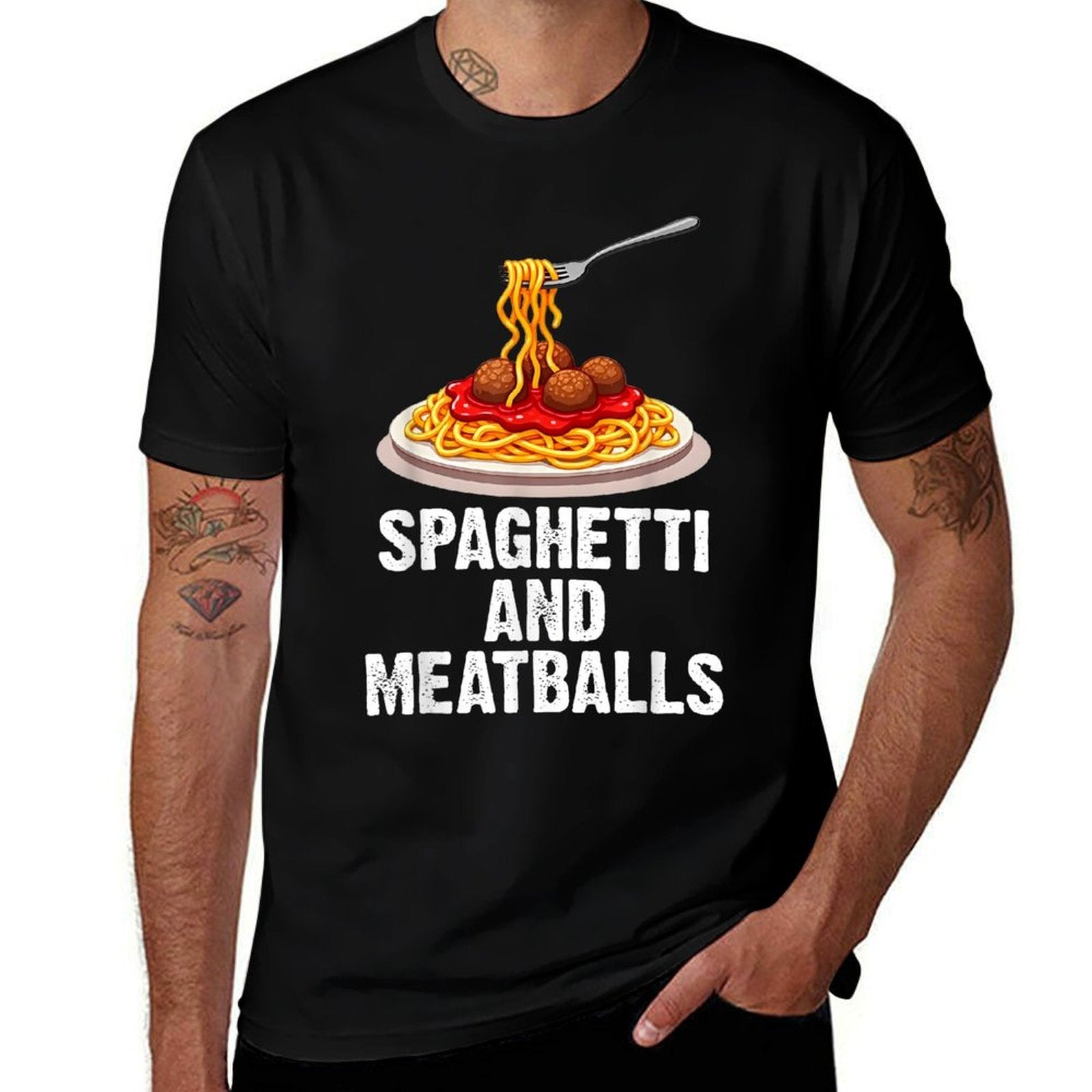 Spaghetti Art For Men Women Meatballs Pasta Lover Spaghetti  Vintage-inspired T-Shirt