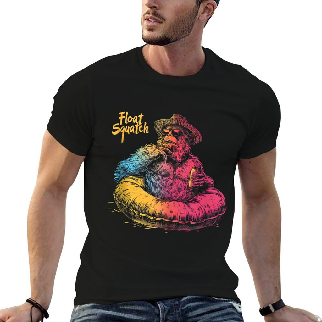 Funny Bigfoot Or Sasquatch Summer Float Trip River Tubing  Tagless Design T-Shirt