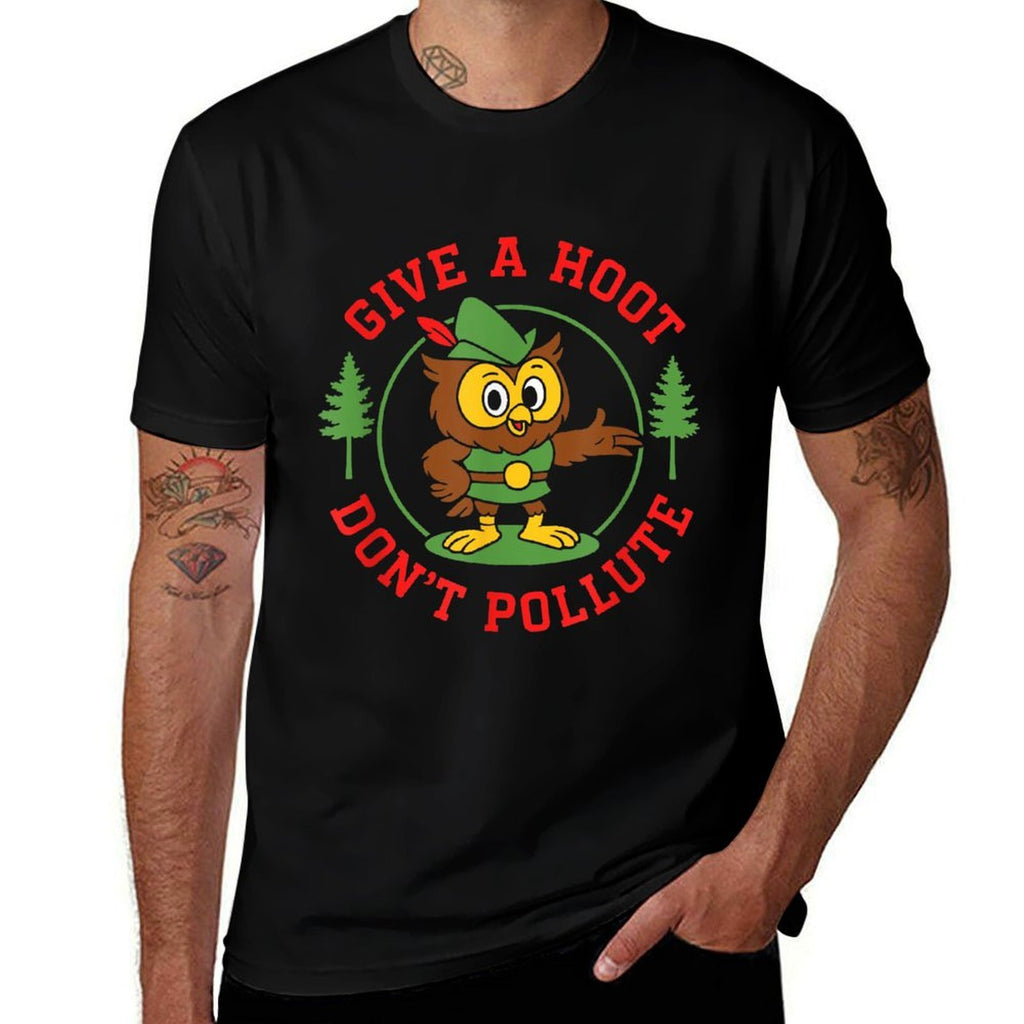 Give A Hoot Don’t Pollute Funny Woodsy Owl Eco Awareness  Heathered Texture T-Shirt