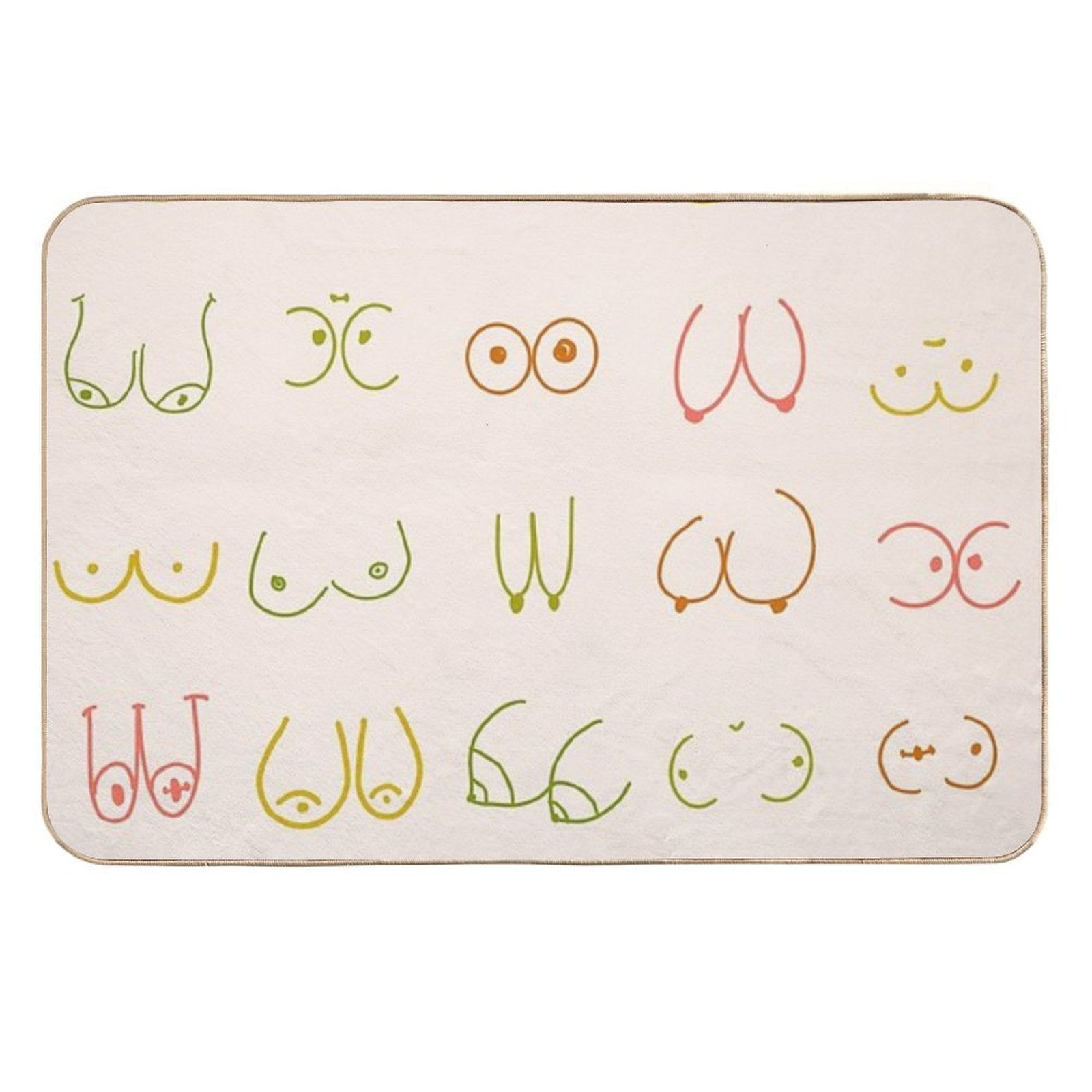 Pastel Boobs Lines  Rapid-Drying Bath Mat