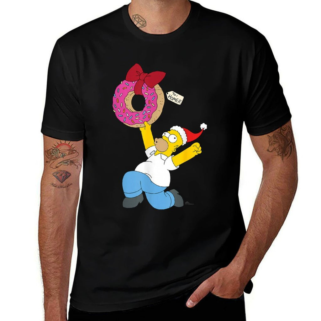 The Simpsons Holiday Homer Simpson Donut Christmas Present  Breathable T-Shirt