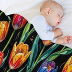 Vibrant Floral on Dark Backgound 1 Multi-functional Throw Blanket