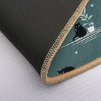 When The Black Cat Is Alone at Home (Dark Green)  Toxin-Free Bath Mat