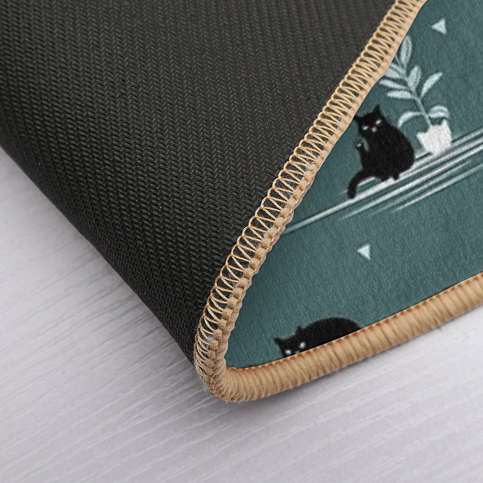 When The Black Cat Is Alone at Home (Dark Green)  Toxin-Free Bath Mat