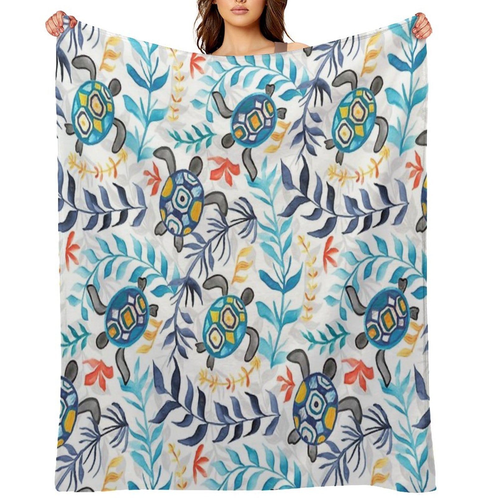 Gouache Sea Turtle Serenity Durable Throw Blanket