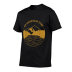 On Mountain Time - Funny Hiking  Camping Gift  Ribbed Collar T-Shirt