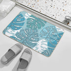 Blue Monstera Foliage  Pet-Safe Bath Mat