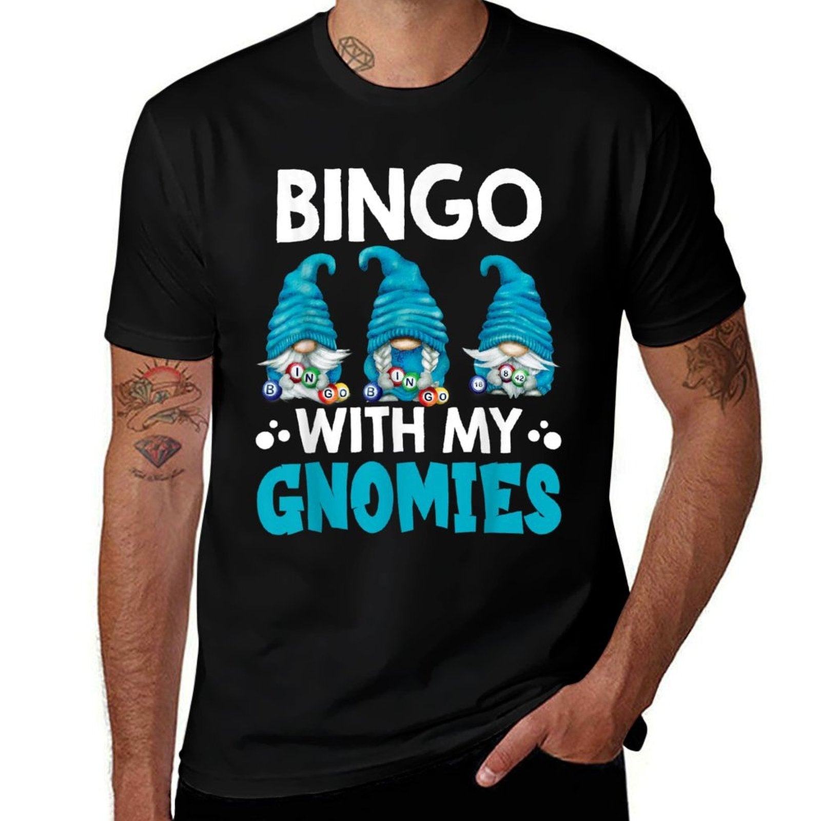 Bingo With My Gnomies Women Men Funny Bingo Gnome  Graphic-printed T-Shirt