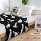 Whales in Black Lightweight Throw Blanket
