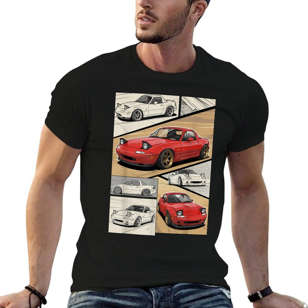 Kawaii MX-5 NA Red Japanese 90s Tuning Racing Sports Car  High-quality Stitching T-Shirt