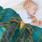 Elegant Stained Glass Art Deco Window With Marble And Gemstone Velvety-soft Throw Blanket