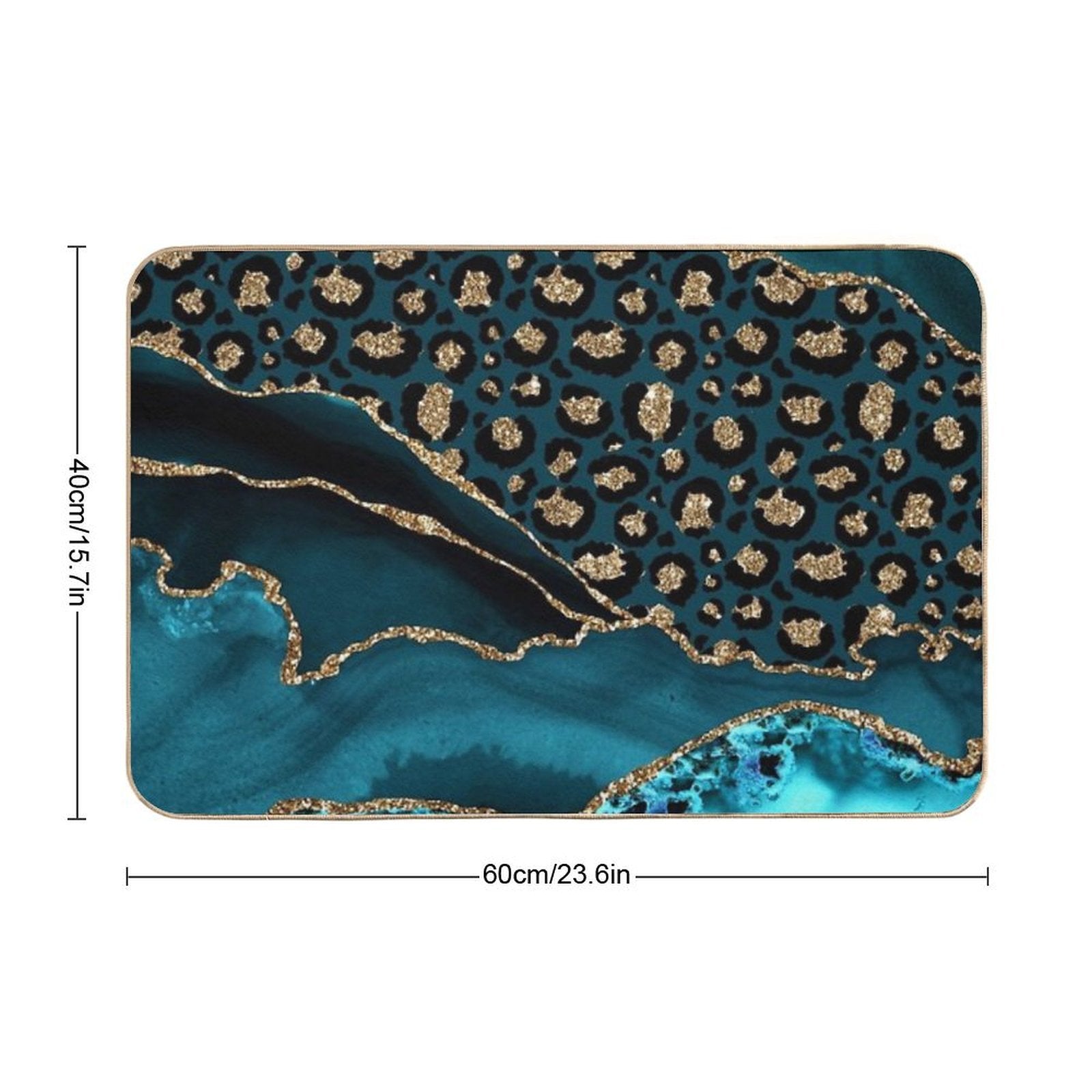 Teal & Gold Leopard Agate  Slip-Resistant Bath Mat