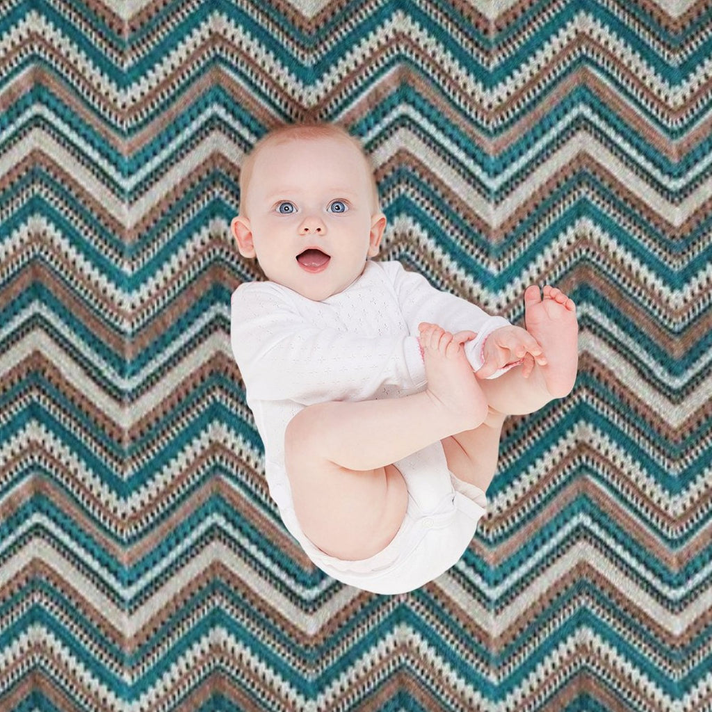 Western Style Crochet Zigzag Shrink-resistant Throw Blanket