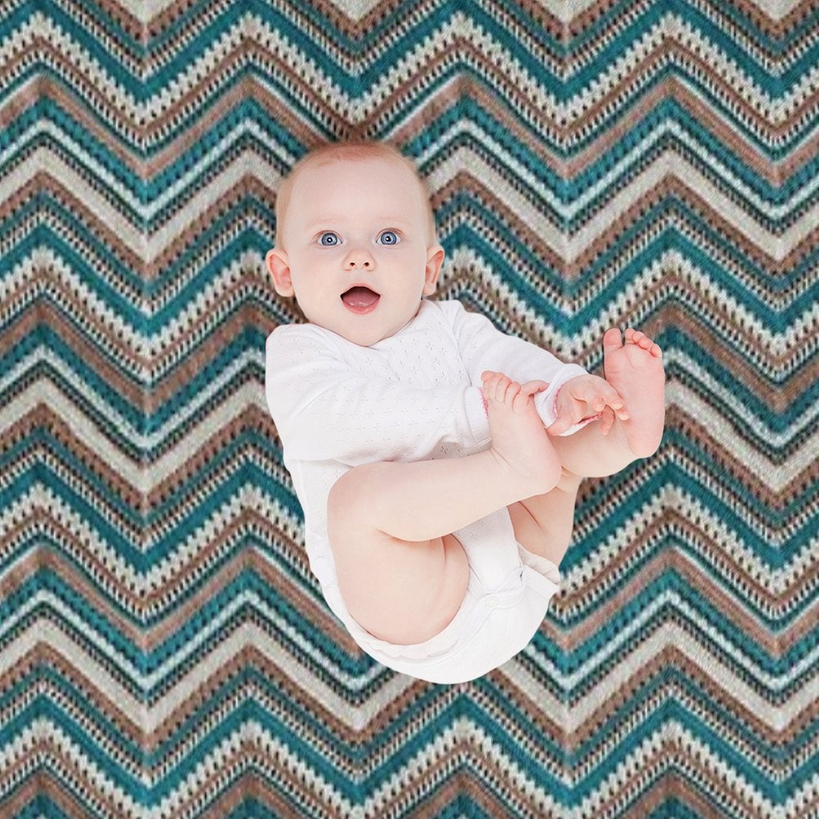 Western Style Crochet Zigzag Shrink-resistant Throw Blanket