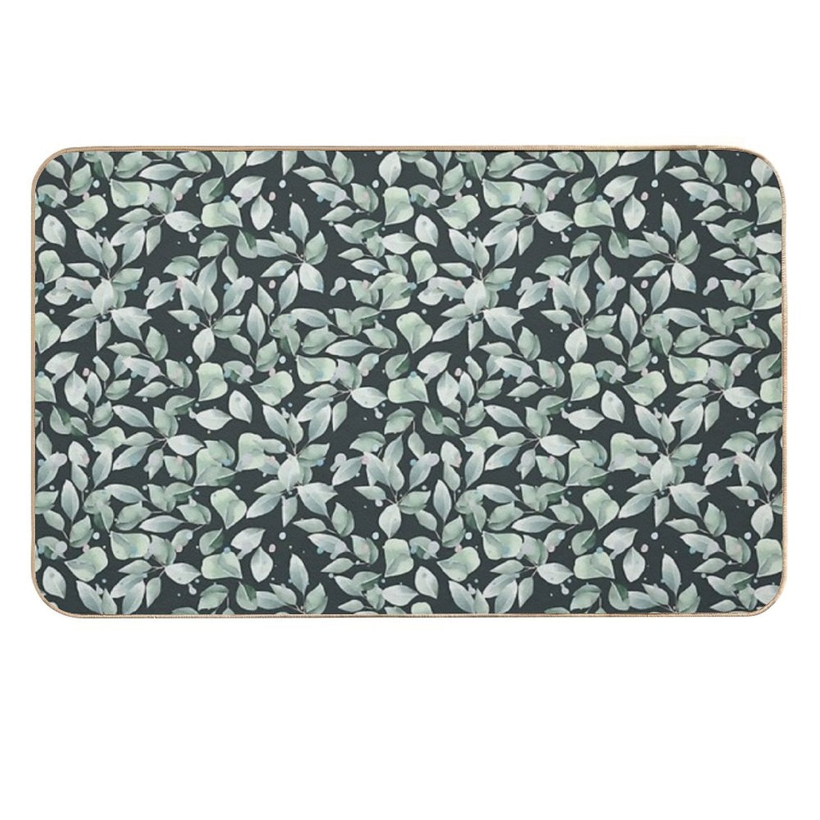 Eucalyptus Leaves Pattern. Botanical Seamless Illustration Is Good for Greeting Cards, Posters, Banners, Textile Print And Gift  Odorless Bath Mat