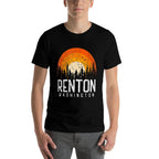Renton Washington WA Retro 70s 80s 90s Vintage Gift  Ribbed Collar T-Shirt