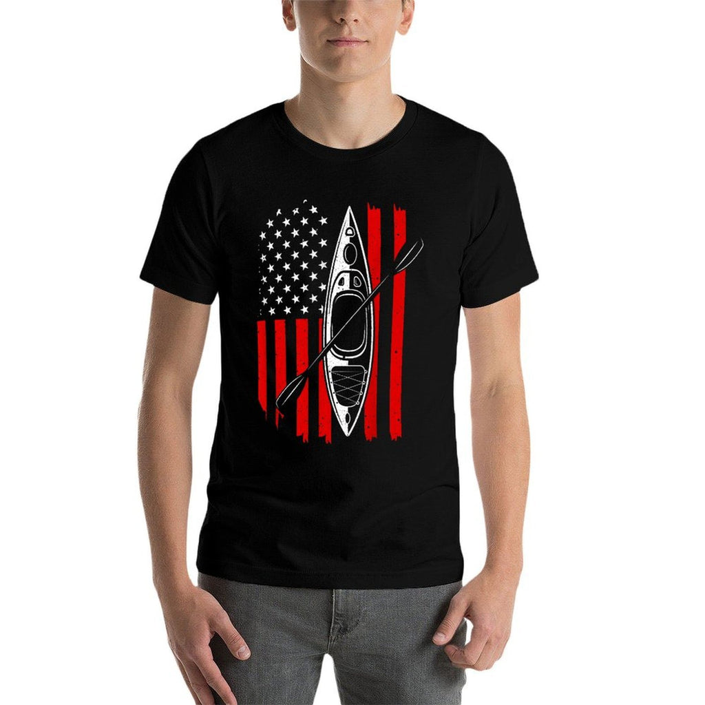 Funny Kayaking Gift For Men Women Cool American Kayak  Easy-care T-Shirt