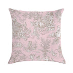 French Country Pink Toile Soft Reinforced Edging Throw Pillow