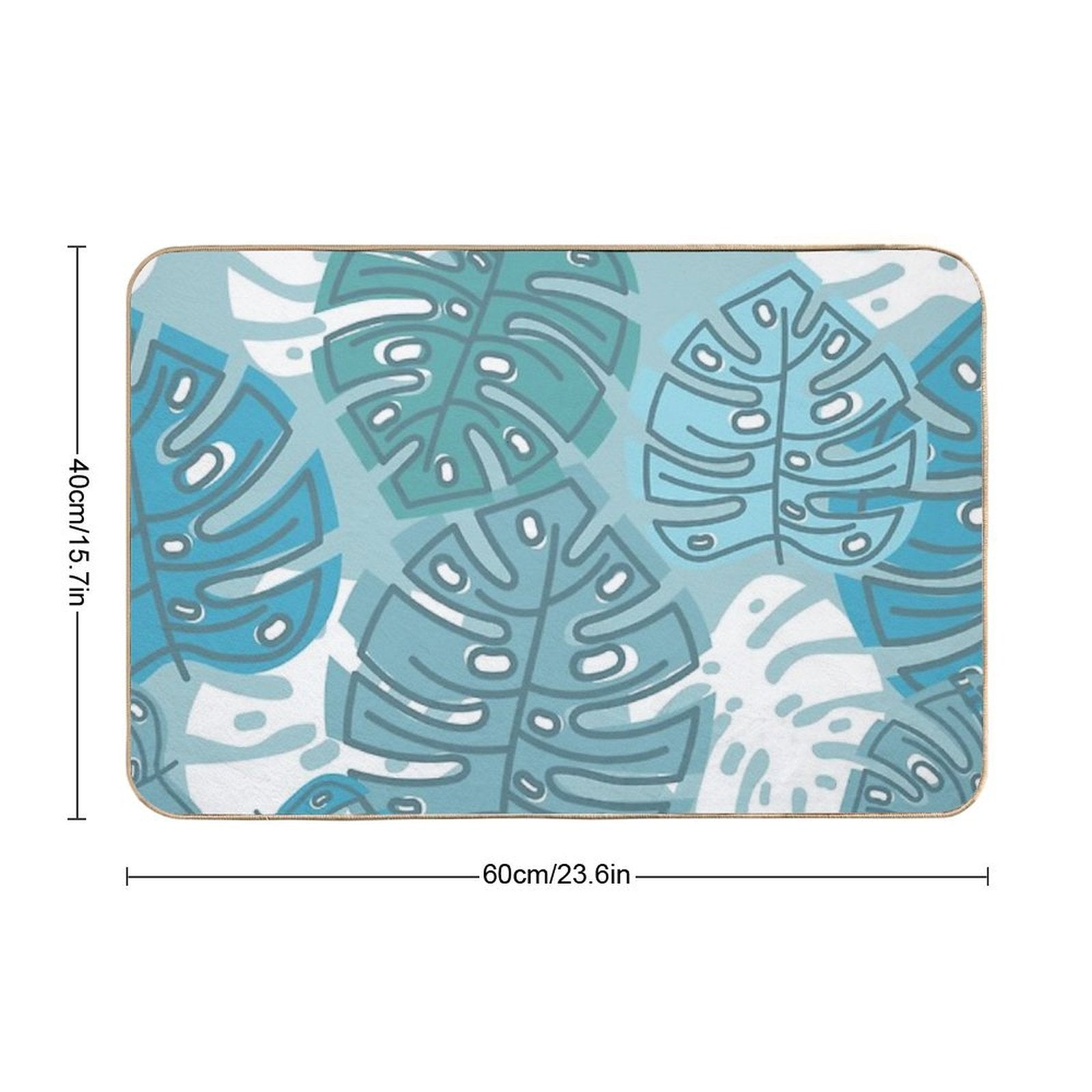 Blue Monstera Foliage  Pet-Safe Bath Mat