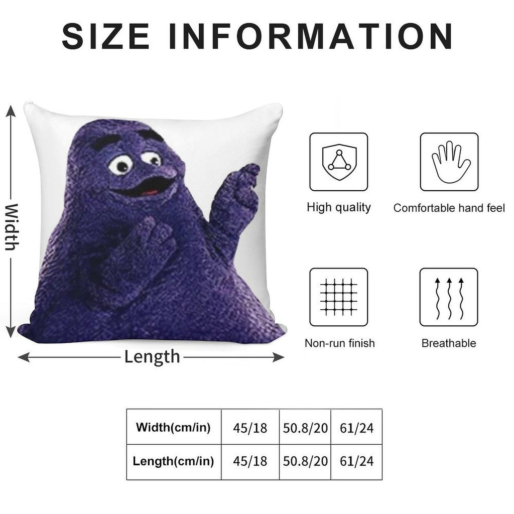 Happy Grimace McDonalds Soft Warmth Comfort Throw Pillow