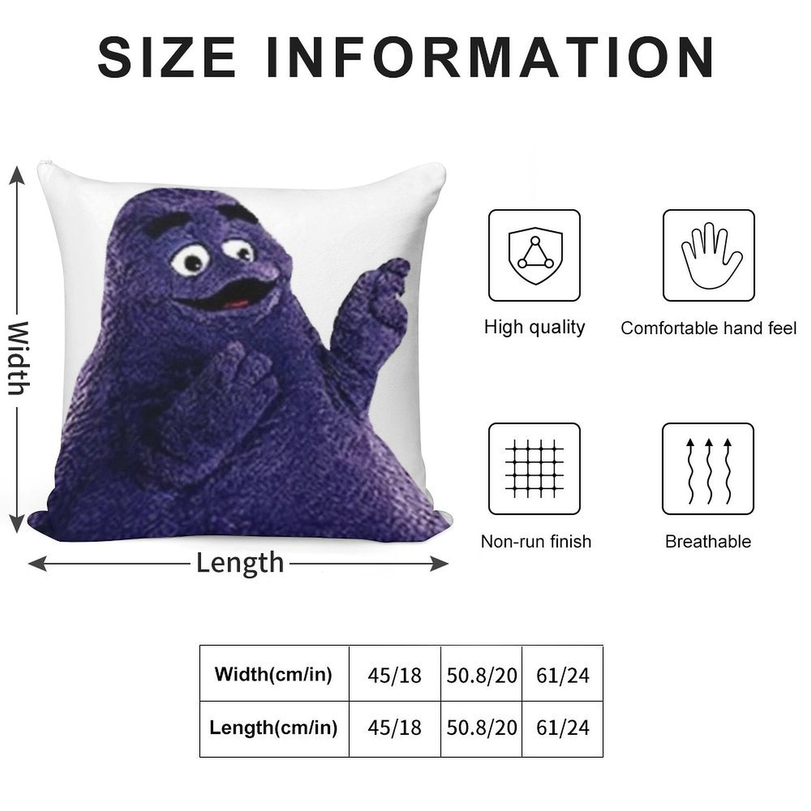 Happy Grimace McDonalds Soft Warmth Comfort Throw Pillow